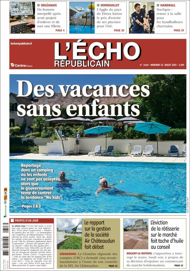 Portada de L'Echo Républicain (Francia)
