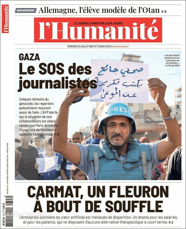 Portada de l'Humanite (Francia)