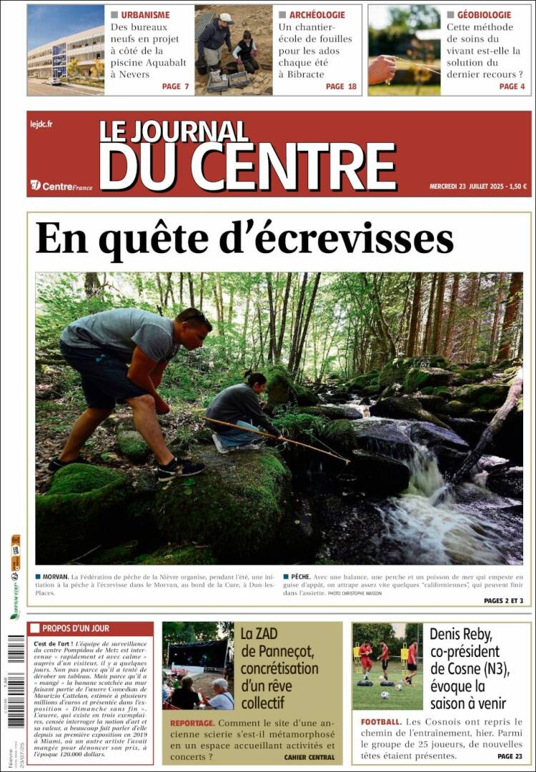Portada de Le Journal du Centre (Francia)