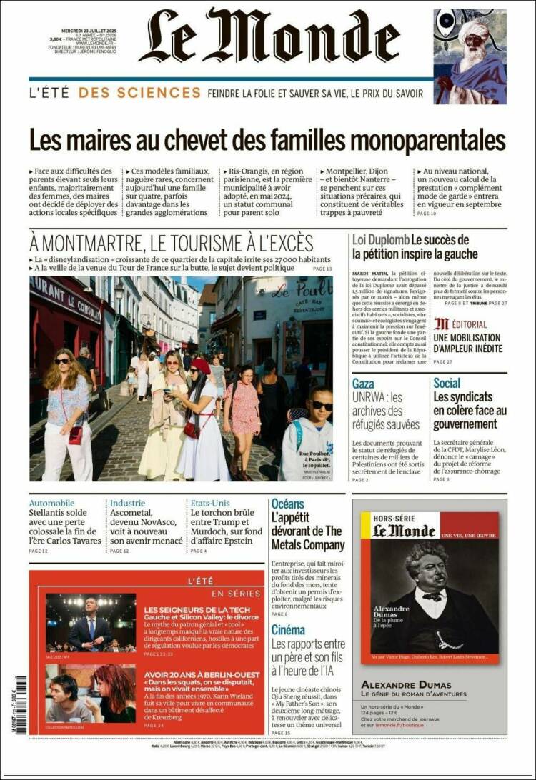 Portada de Le Monde (Francia)