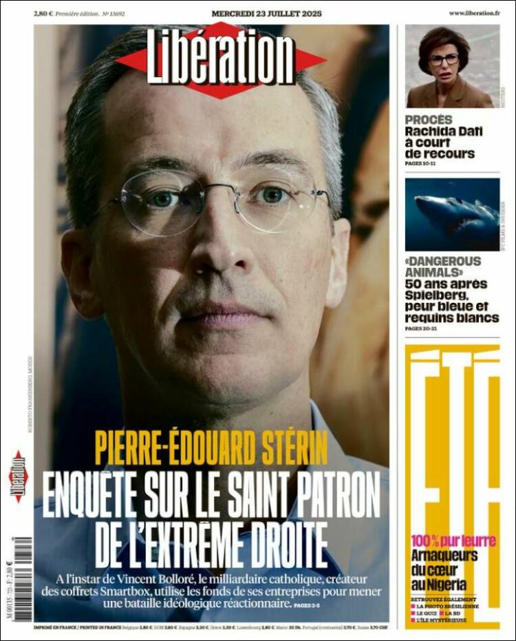 Portada de Libération (Francia)
