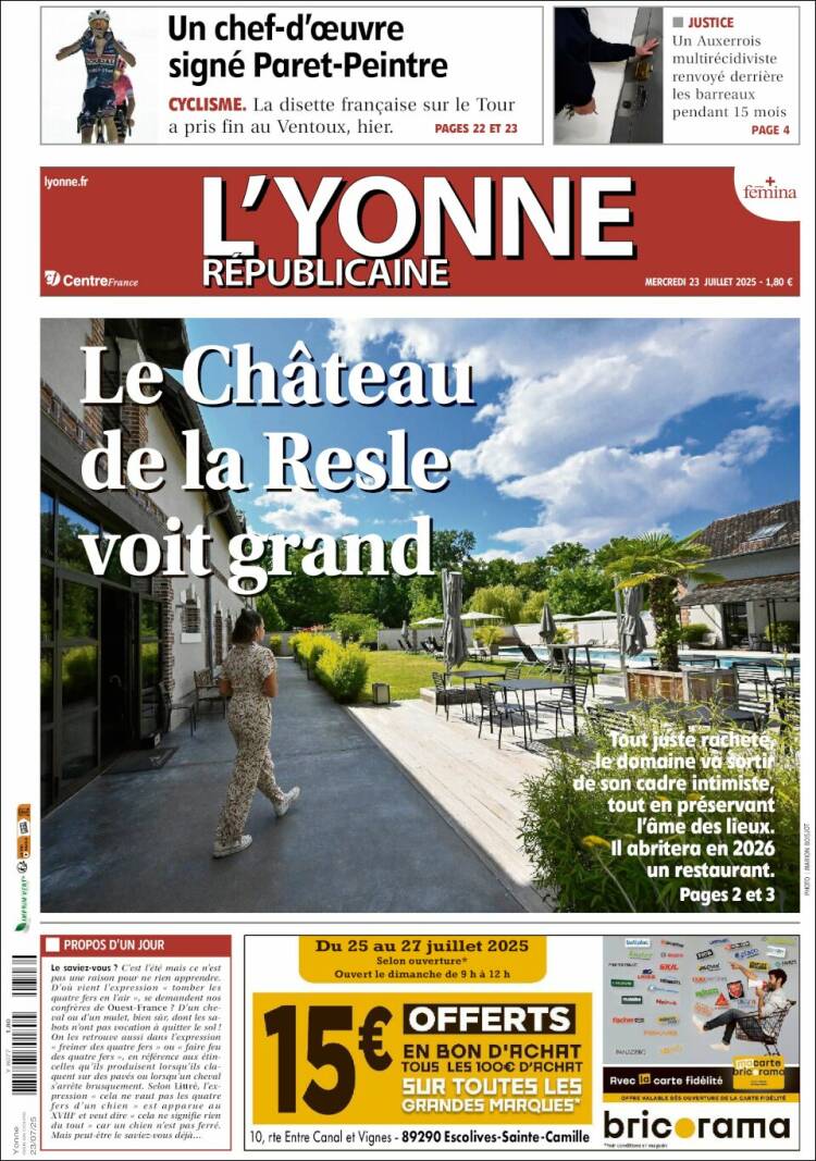 Portada de L'Yonne-Républicaine (Francia)