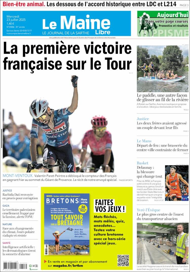 Portada de Le Maine Libre (Francia)