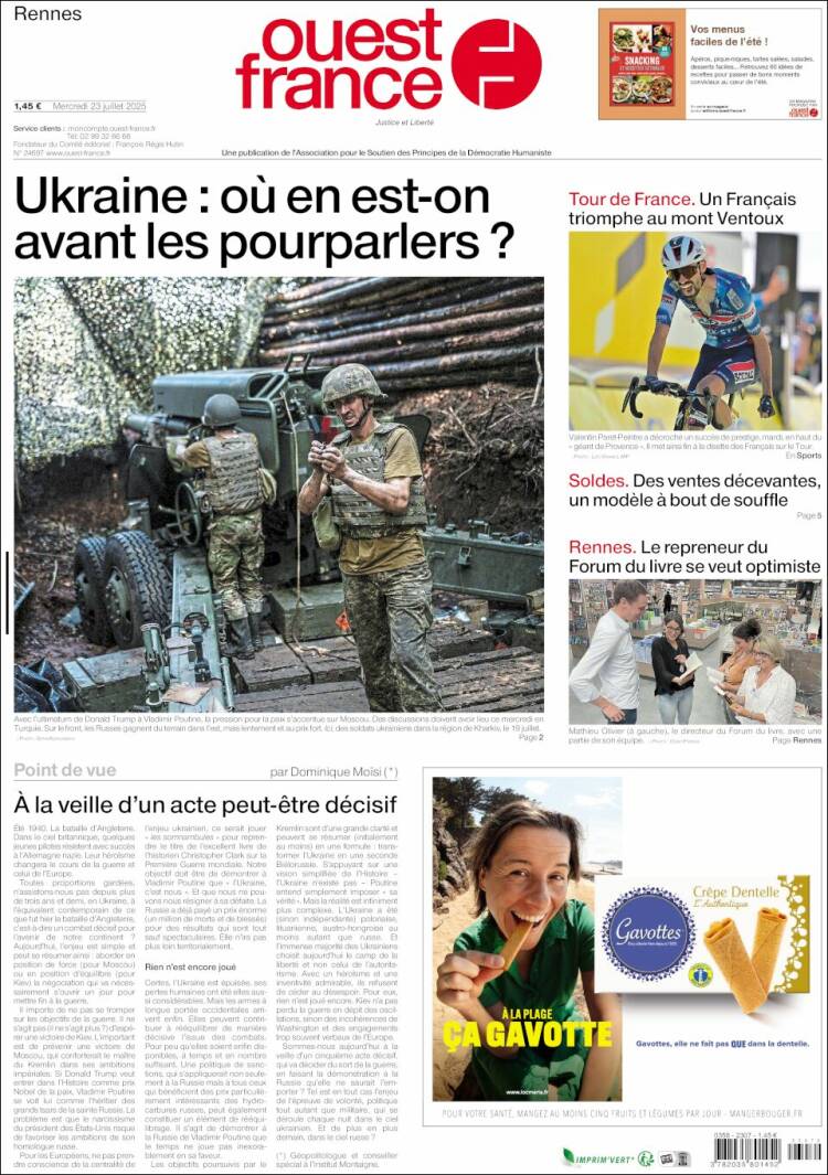 Portada de Ouest France (Francia)