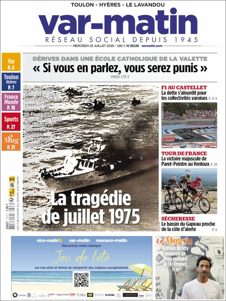 Portada de Var-Matin (Francia)