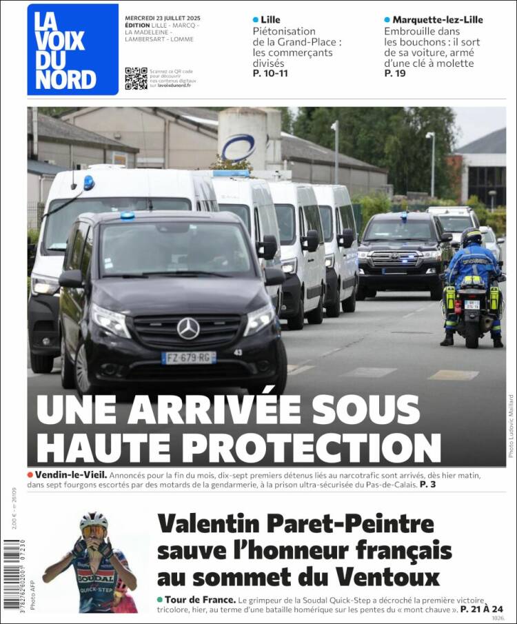 Portada de La Voix du Nord (Francia)