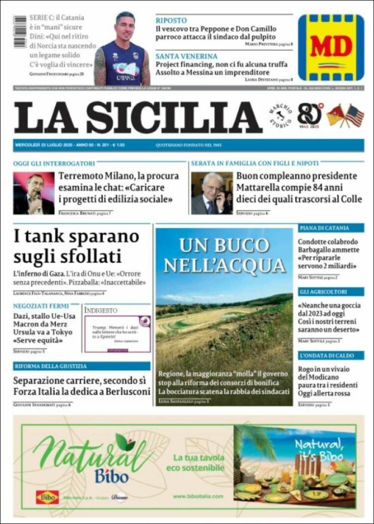 Portada de La Sicilia (Italia)