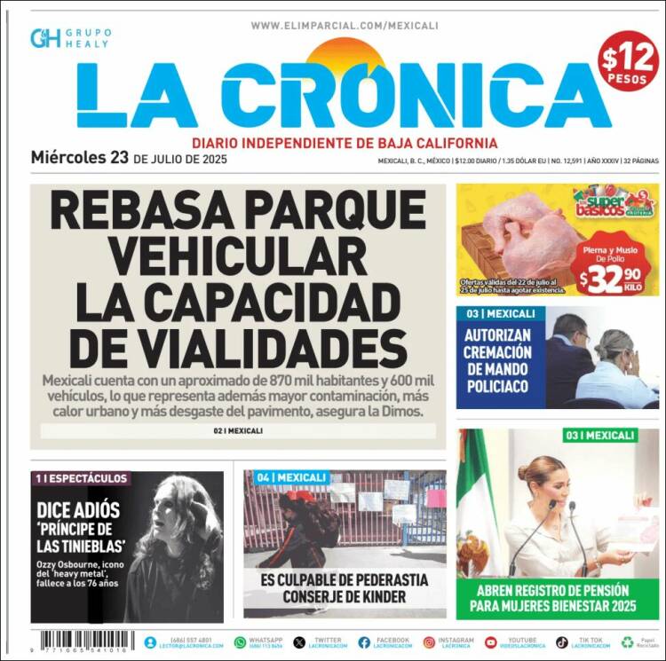 Portada de La Crónica de Baja California (México)