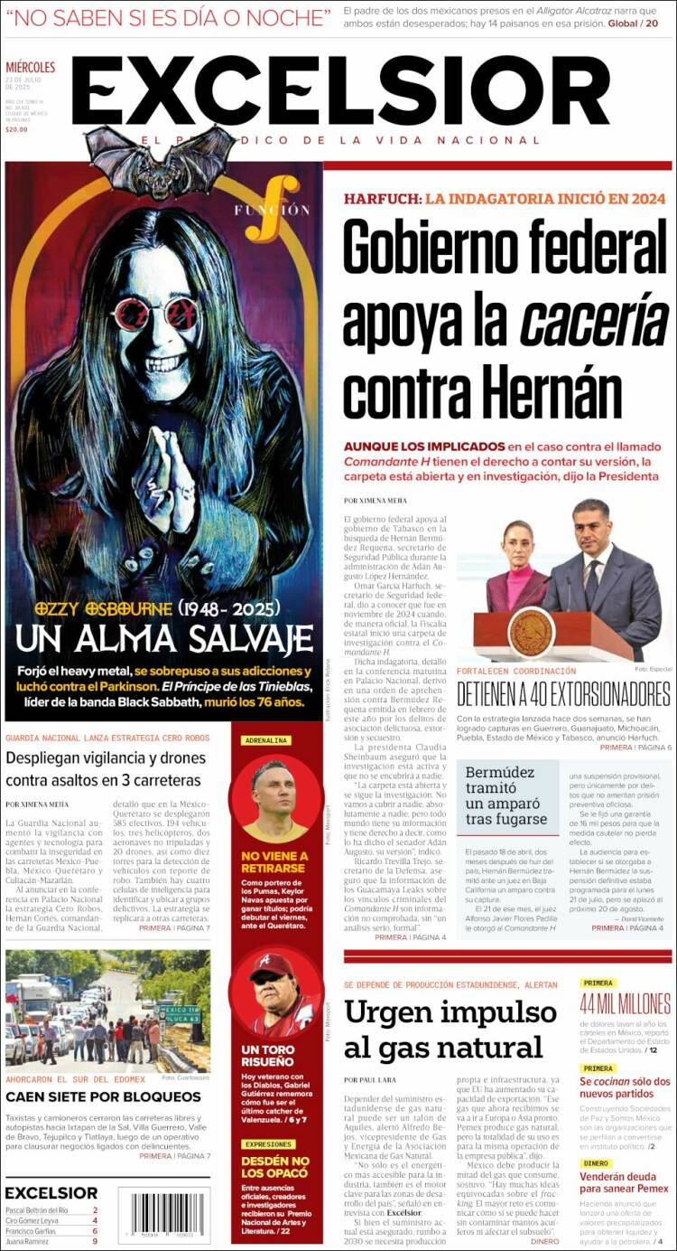 Portada de Excelsior (México)