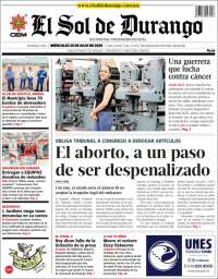 Portada de El Sol de Durango (México)