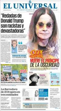Portada de El Universal (México)