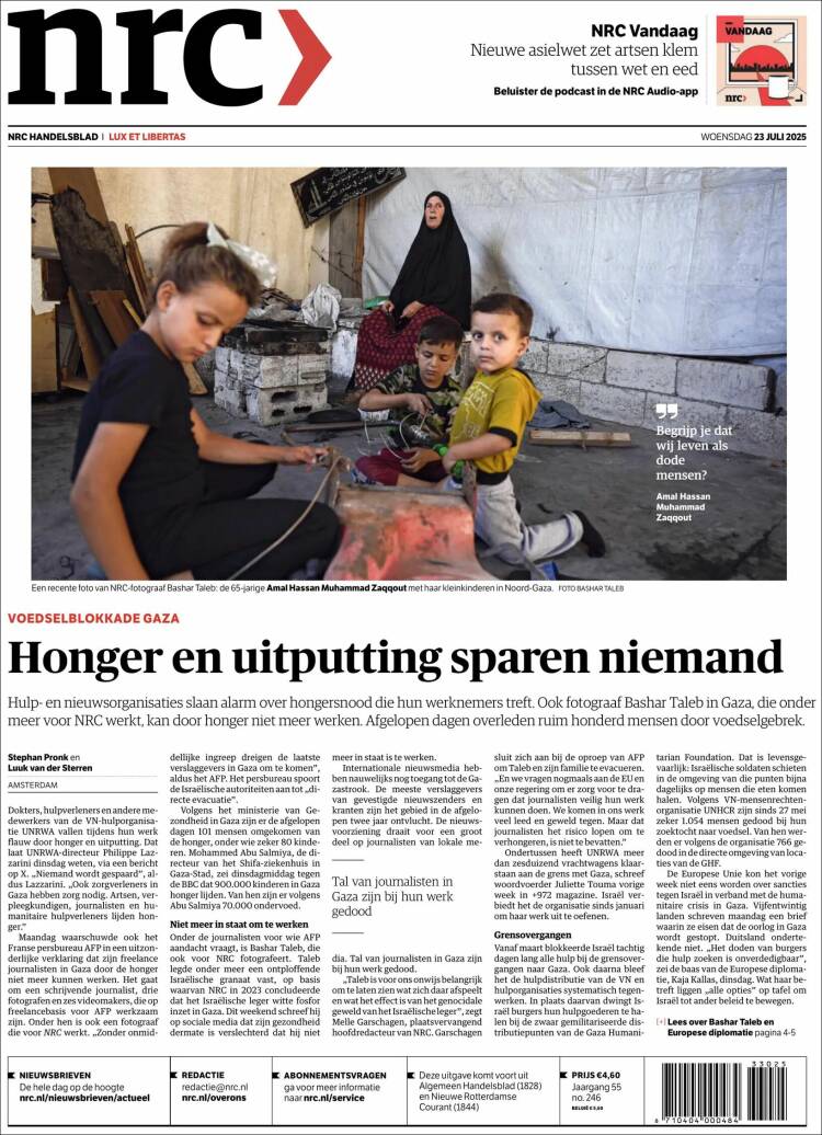 Portada de NRC Handelsblad (Países Bajos)
