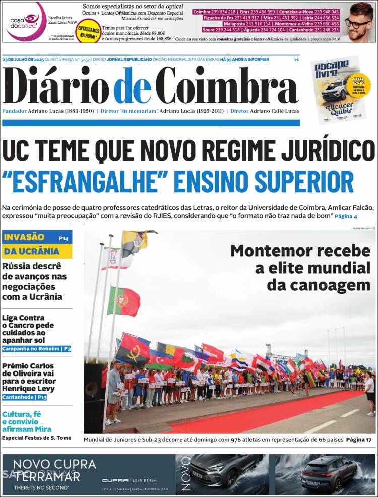 Portada de Diário de Coimbra (Portugal)