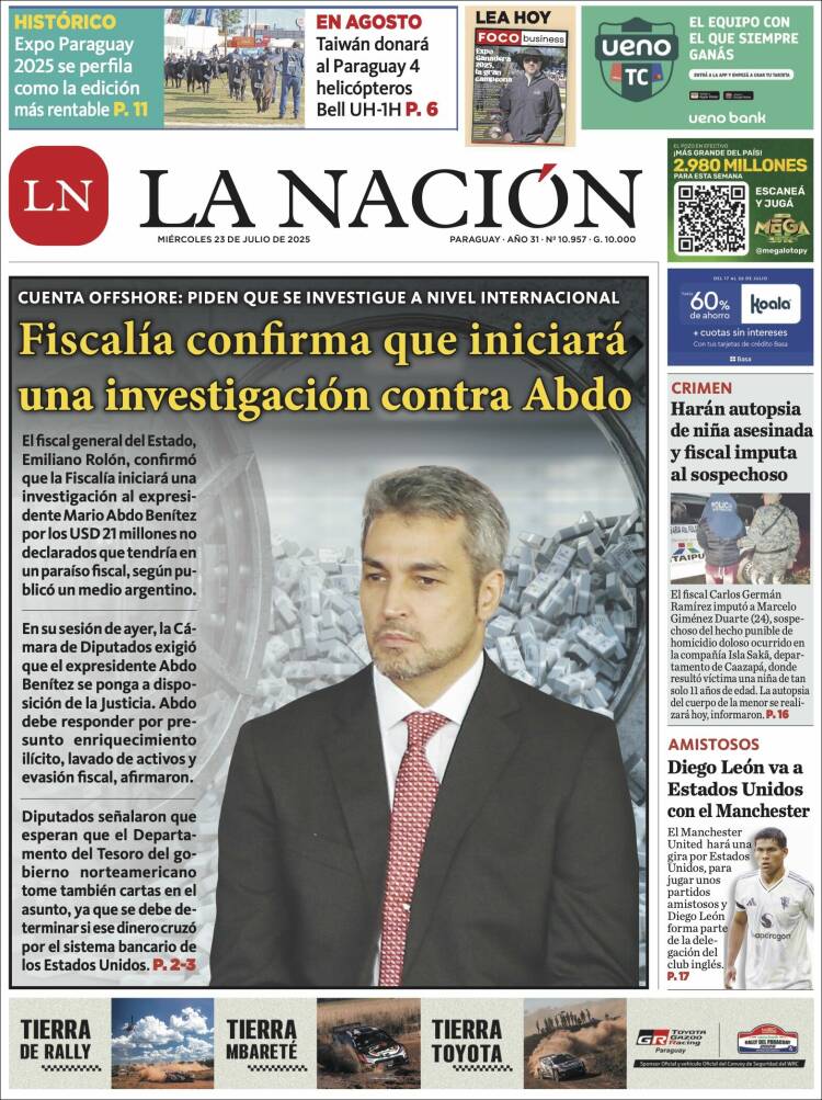 Portada de La Nación (Paraguay)