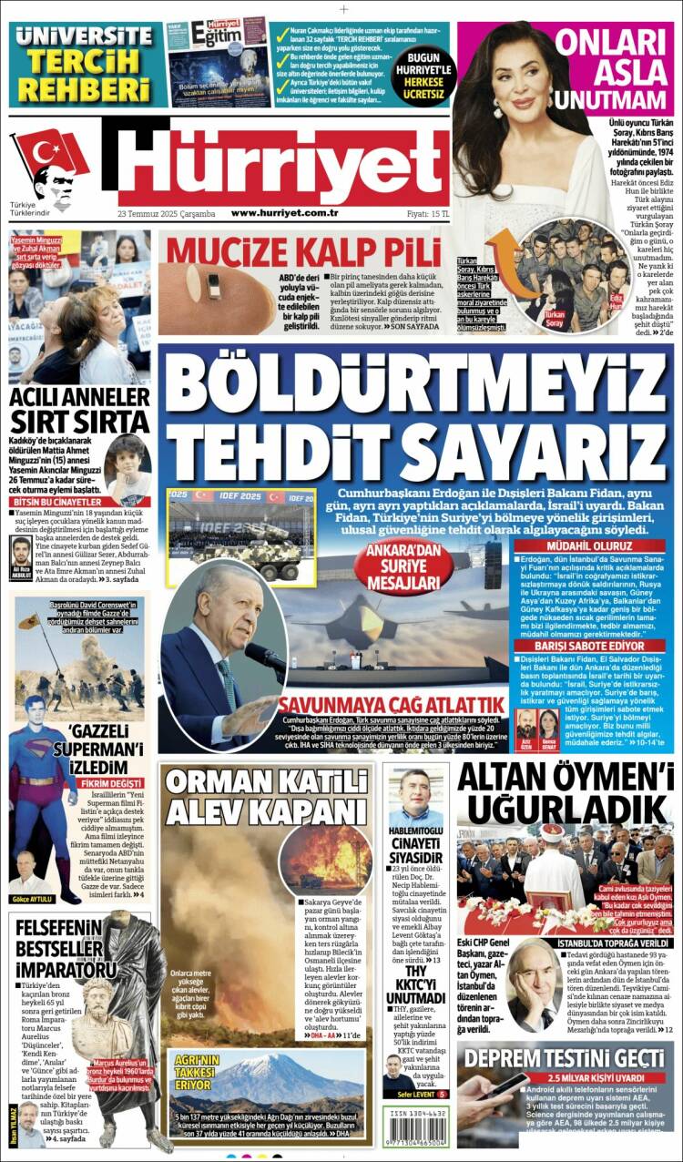 Portada de Hürriyet (Turkey)