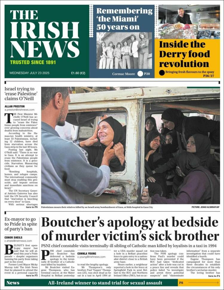 Portada de Irish News (United Kingdom)