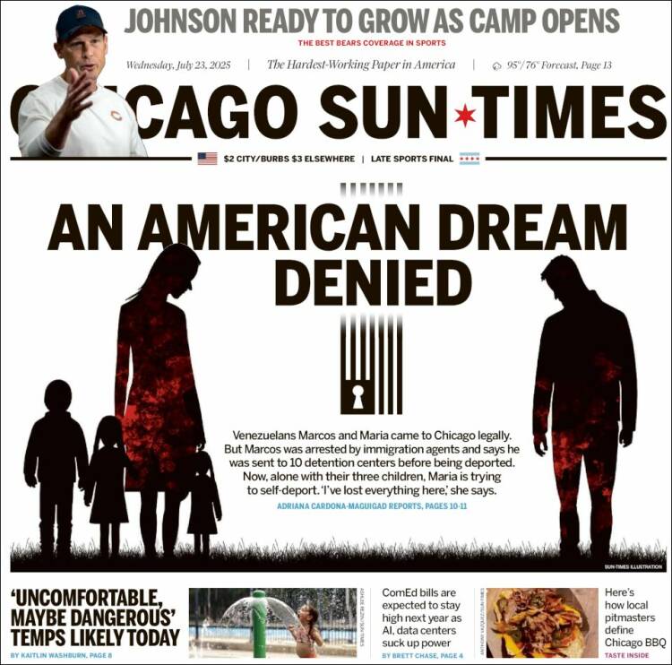 Portada de Chicago Sun-Times (USA)