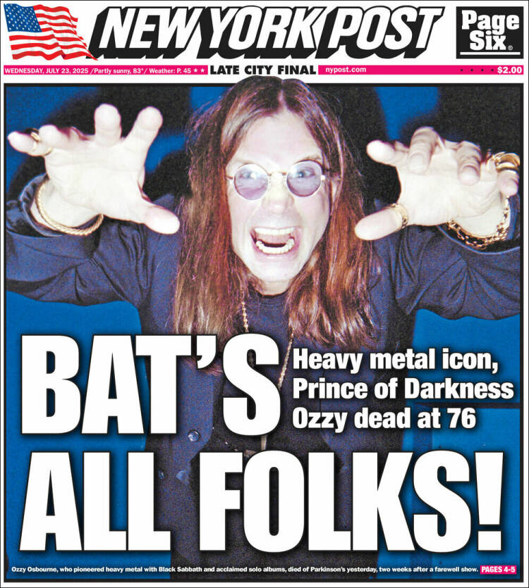 Portada de New York Post (USA)
