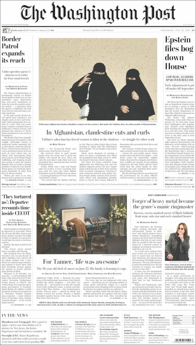 Portada de The Washington Post (USA)