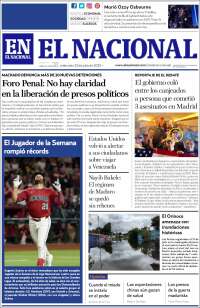 Portada de El Nacional (Venezuela)