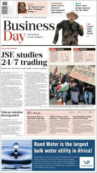 Portada de Business Day (Sudáfrica)