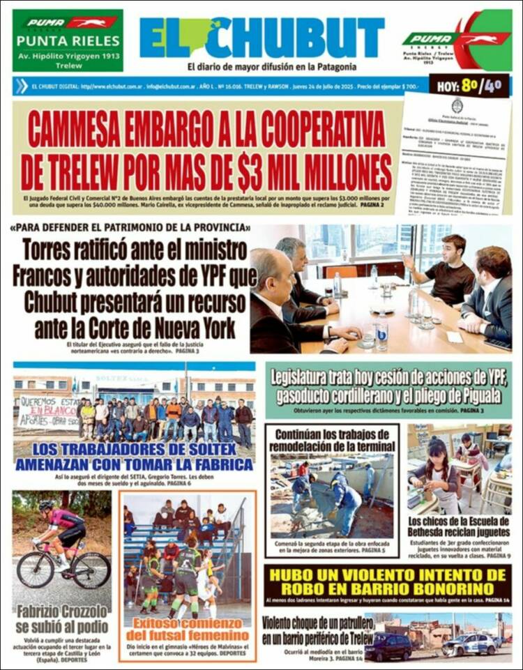 Portada de El Chubut (Argentina)