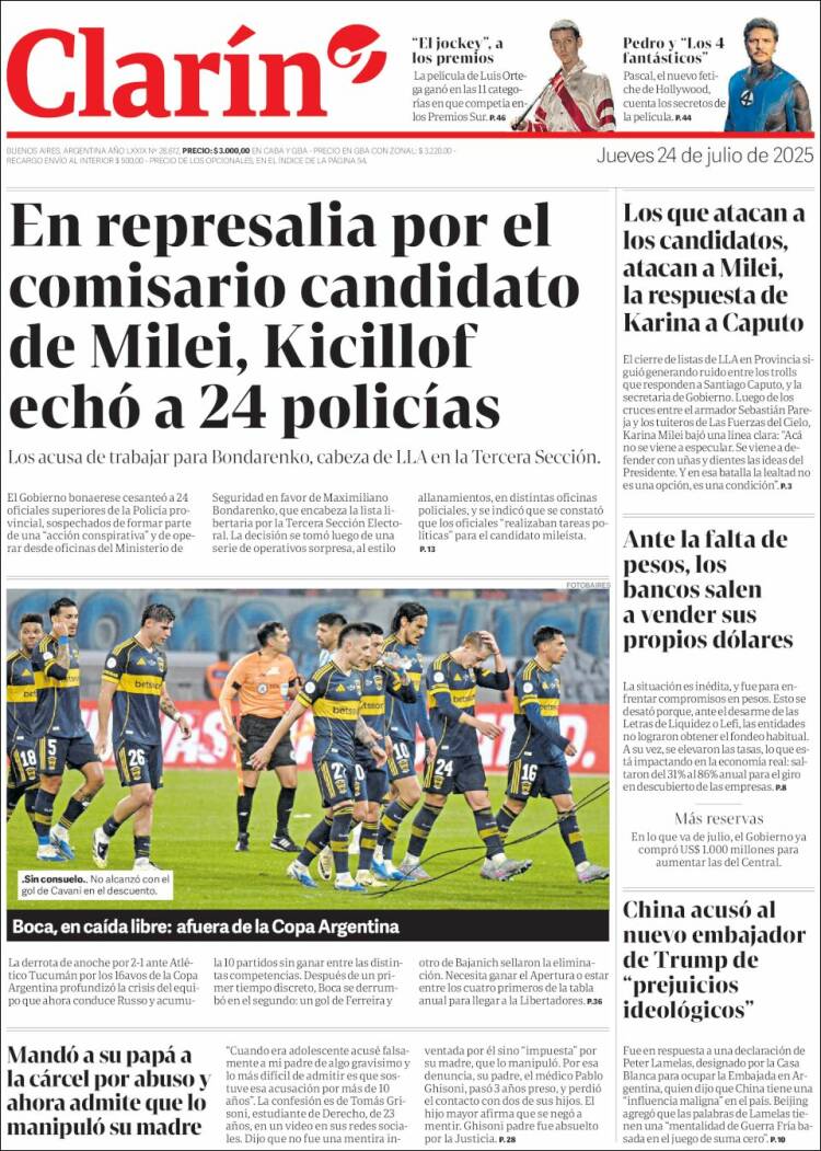 Portada de Clarín (Argentina)