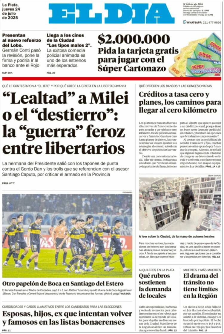 Portada de El Día de la Plata (Argentina)