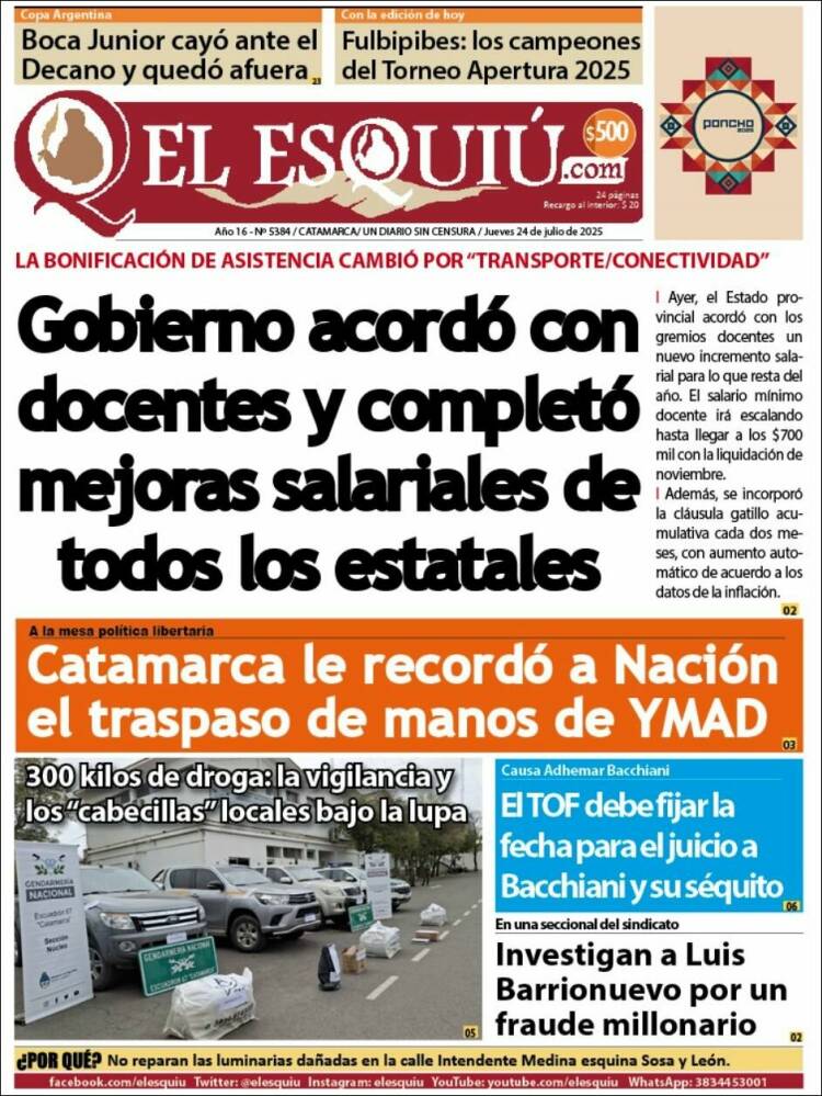 Portada de El Esquiu (Argentina)