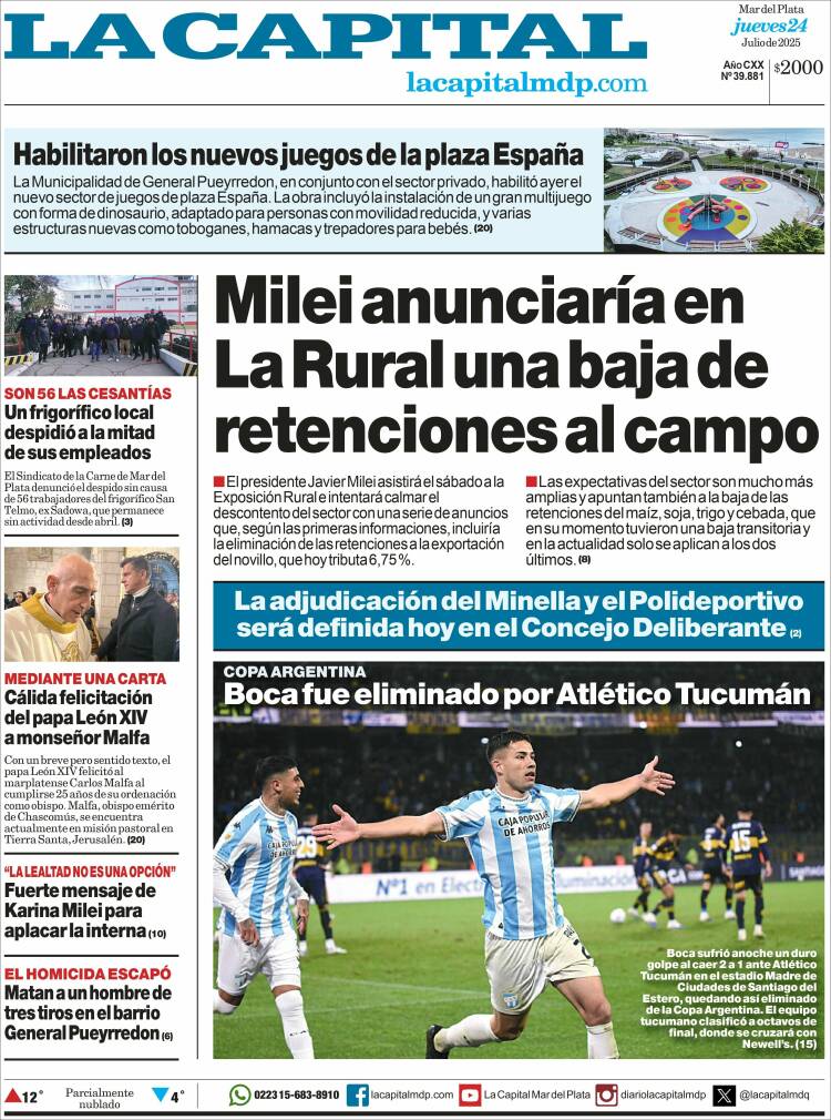 Portada de Diario La Capital - Mar del Plata (Argentina)