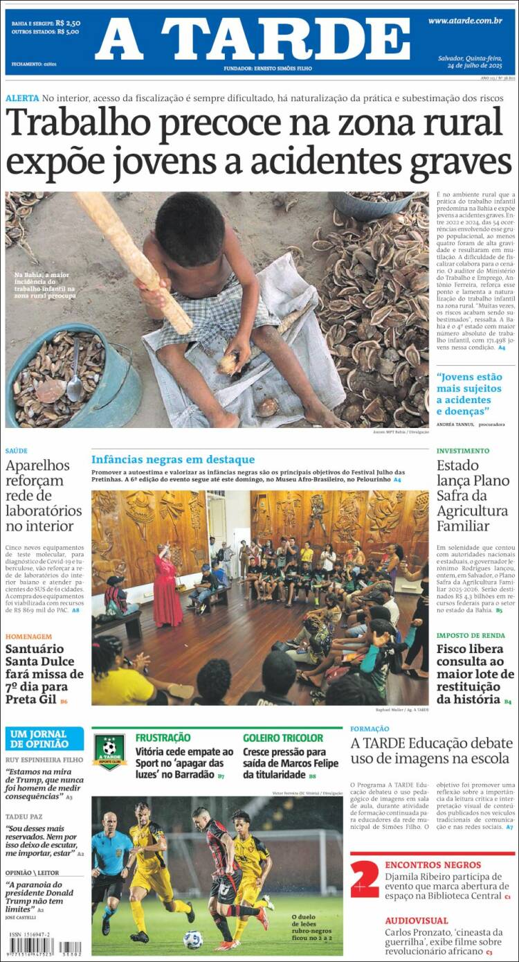 Portada de Diário A Tarde (Brasil)