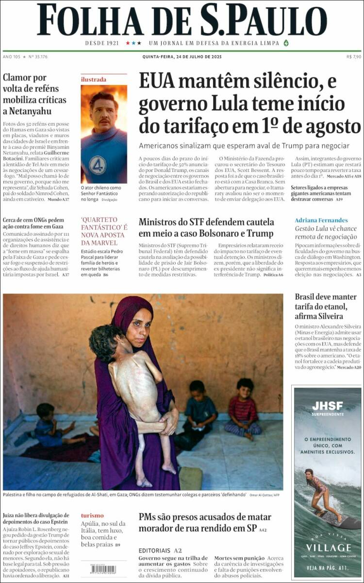 Portada de Folha de São Paulo (Brasil)