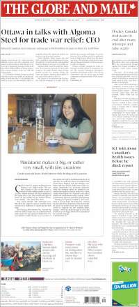 Portada de The Globe and Mail (Canadá)