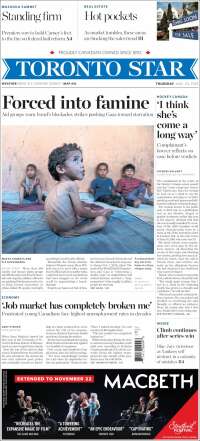 Portada de The Toronto Star (Canadá)