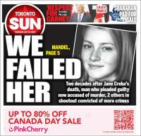 Portada de The Toronto Sun (Canadá)
