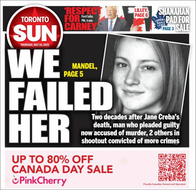 Portada de The Toronto Sun (Canadá)
