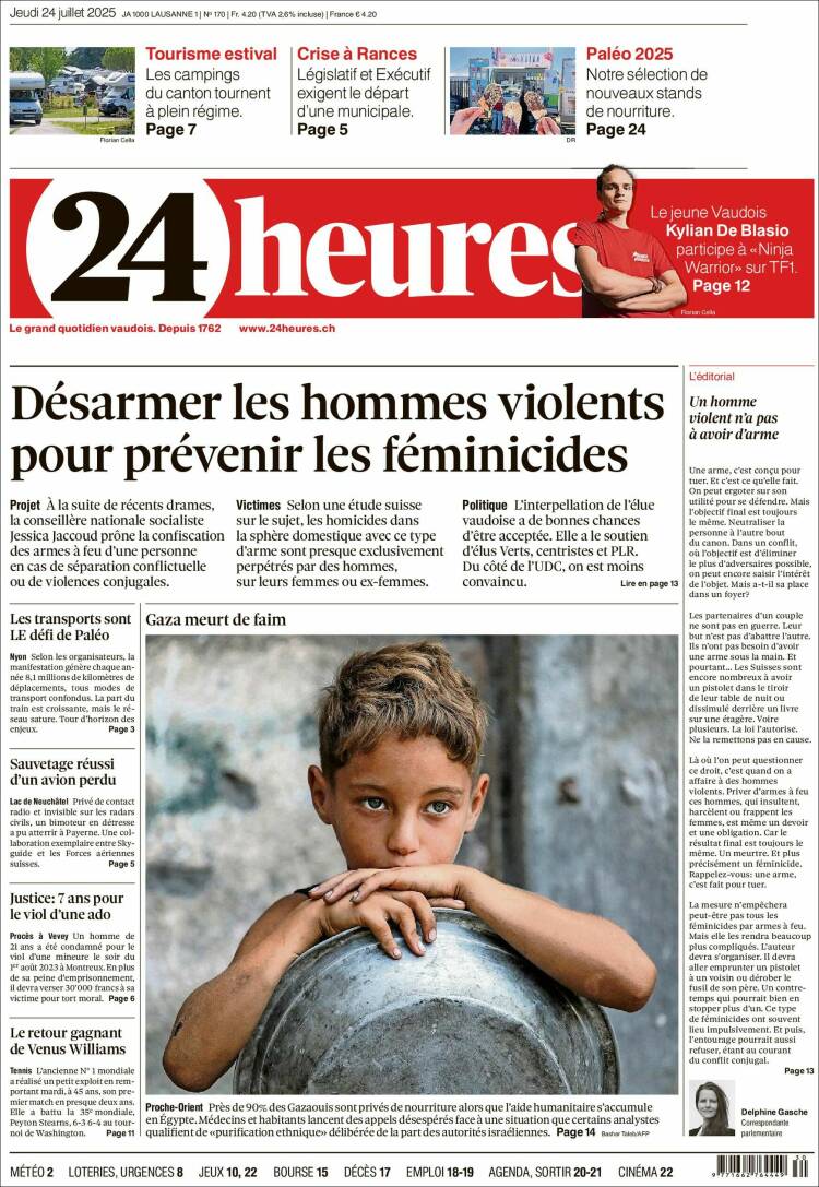 Portada de 24 Heures (Suiza)