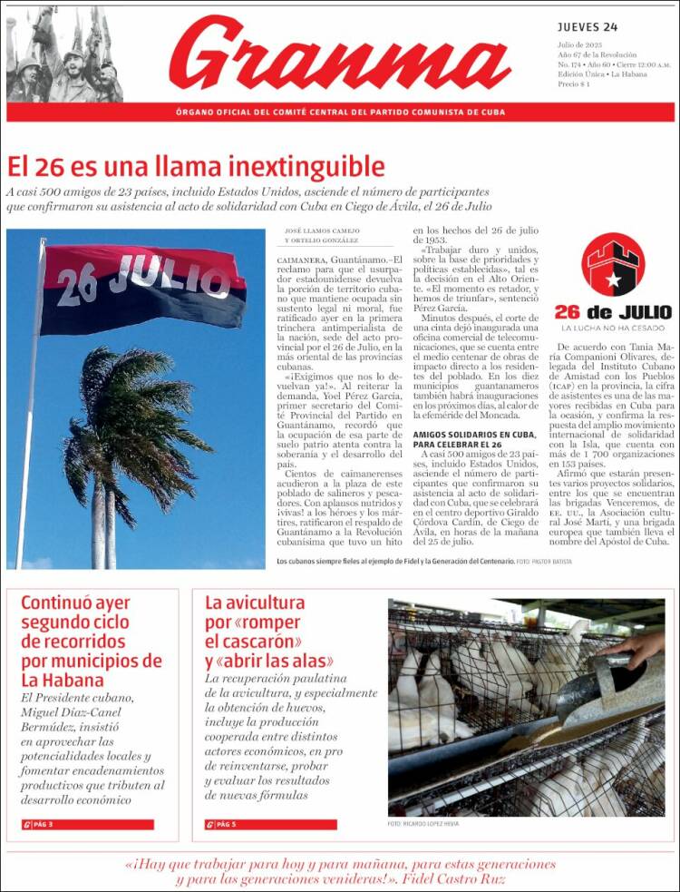 Portada de Granma (Cuba)