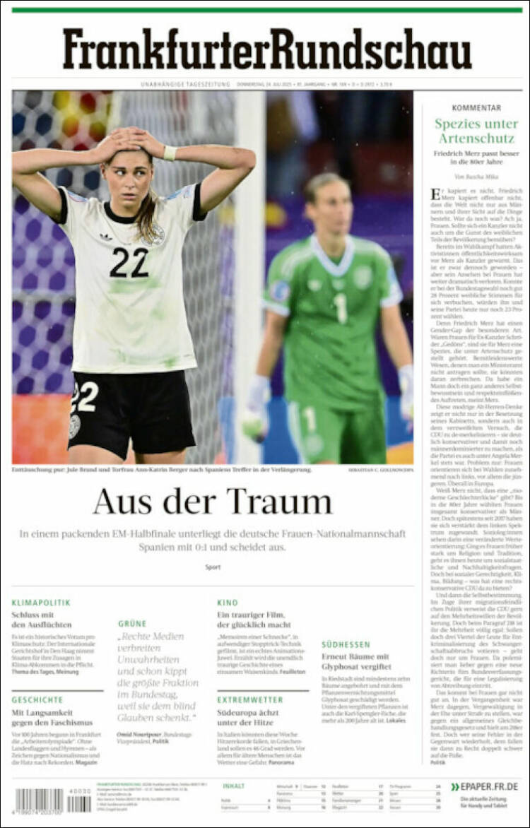 Portada de Frankfurter Rundschau (Germany)