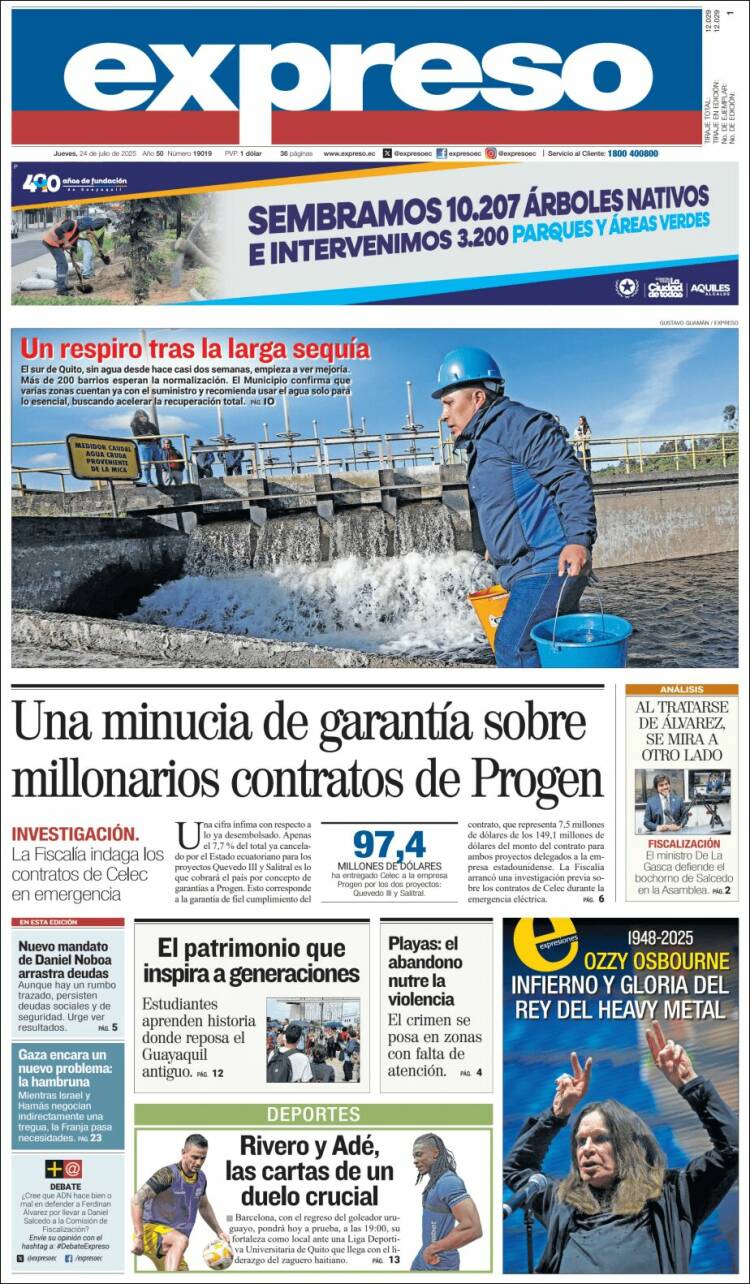 Portada de Expreso (Ecuador)