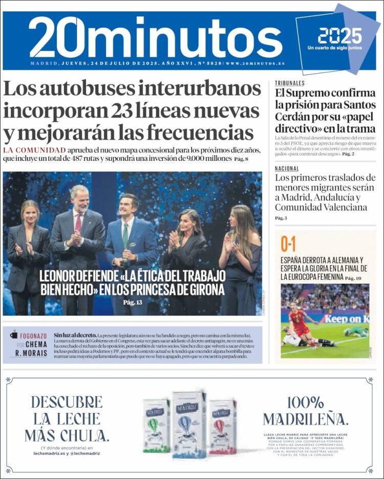 Portada de 20 Minutos - Madrid (España)