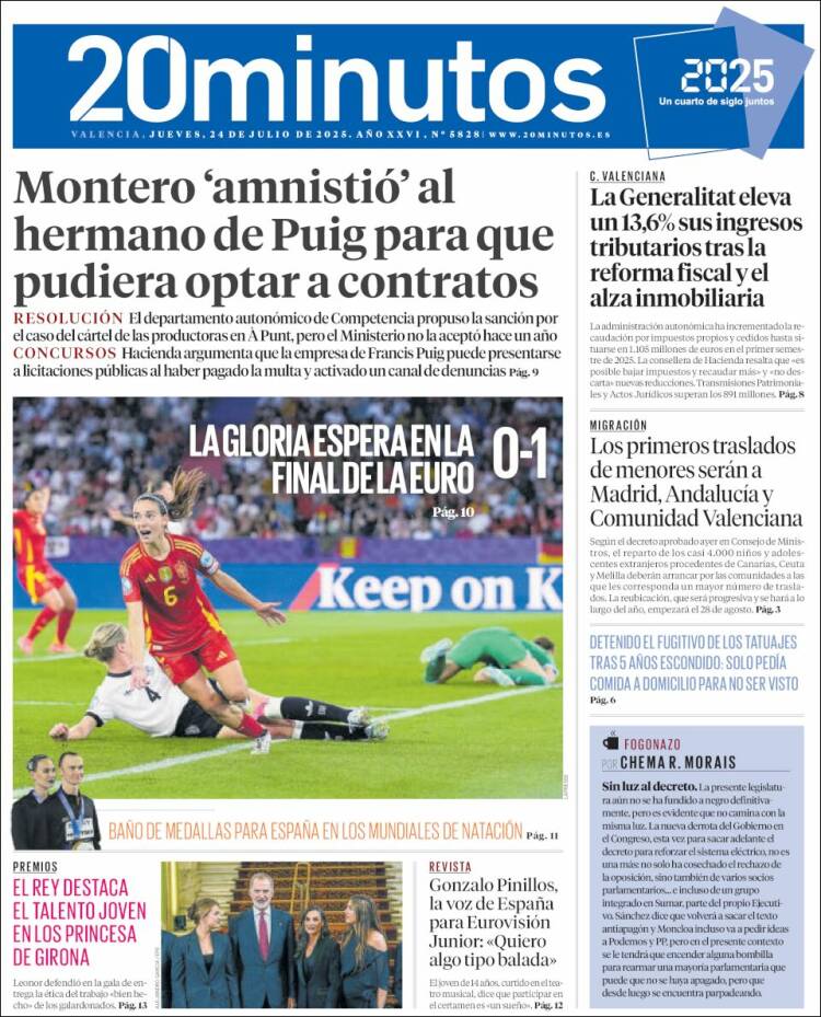 Portada de 20 Minutos - Valencia (España)