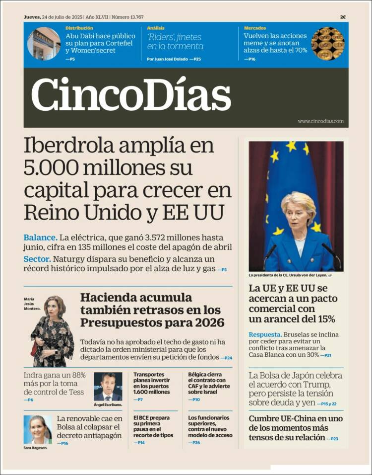 Portada de Cinco Días (España)