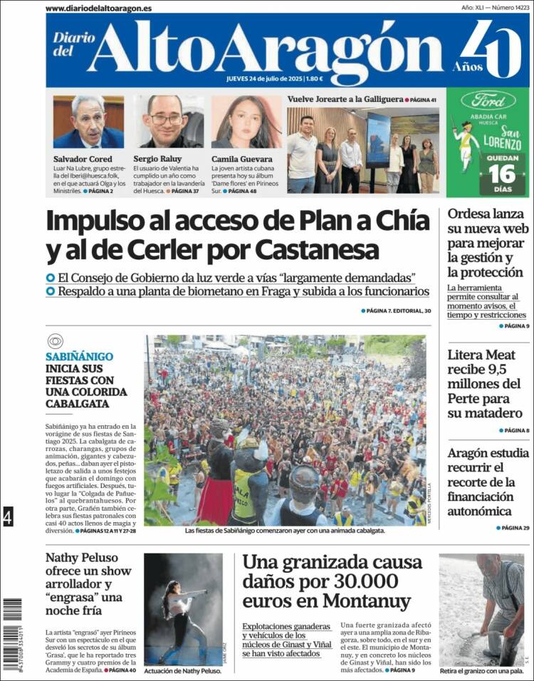 Portada de Diario del AltoAragón (España)