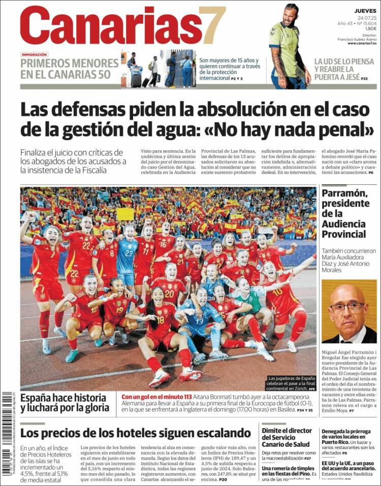 Portada de Canarias 7 (España)