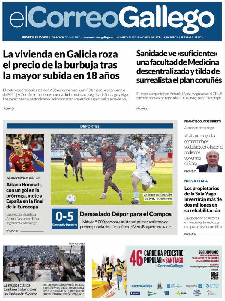 Portada de El Correo Gallego (España)