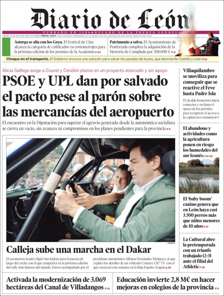 Portada de Diario de León (España)