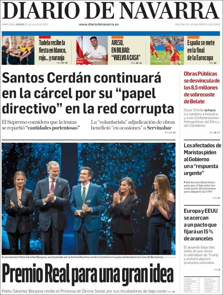 Portada de Diario de Navarra (España)