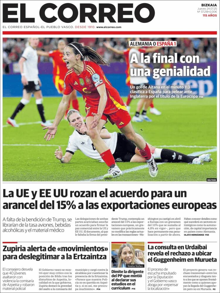 Portada de El Correo (España)