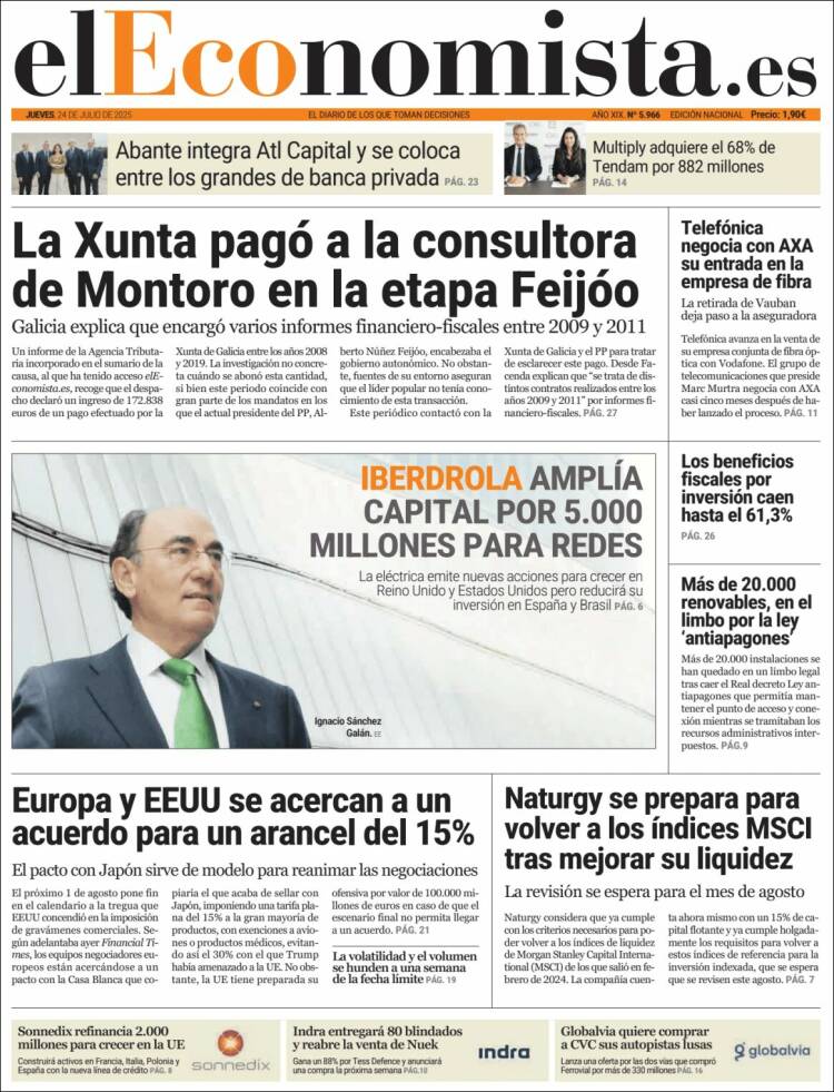 Portada de El Economista (Spain)